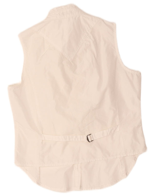 Benetton Blusa Sin Mangas Con Volantes En La Parte Delantera Para Mujer UK 44 Medium White