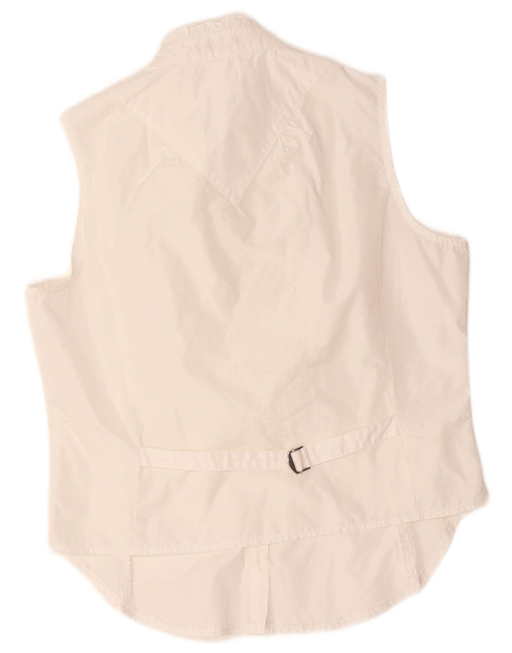 Benetton Blusa Sin Mangas Con Volantes En La Parte Delantera Para Mujer UK 44 Medium White