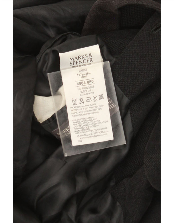 Marks & Spencer Chaqueta tipo blazer de 3 botones para hombre UK 46 XL Algodón negro