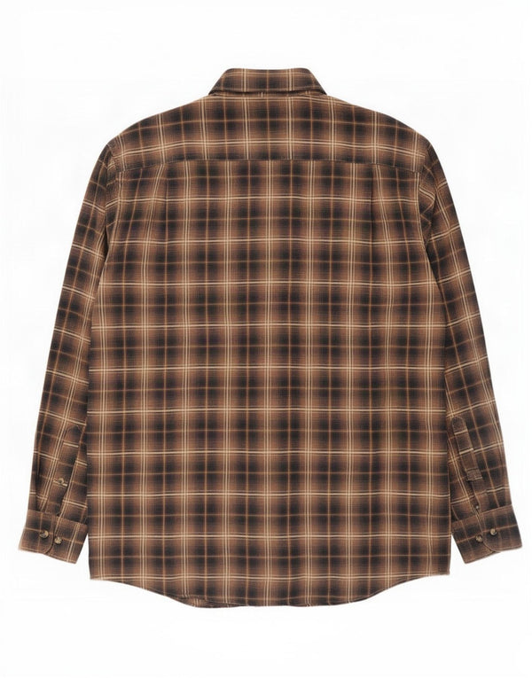 Angelo Litrico Camisa Hombre Talla 41/42 Grande Marrón Cuadros Algodón