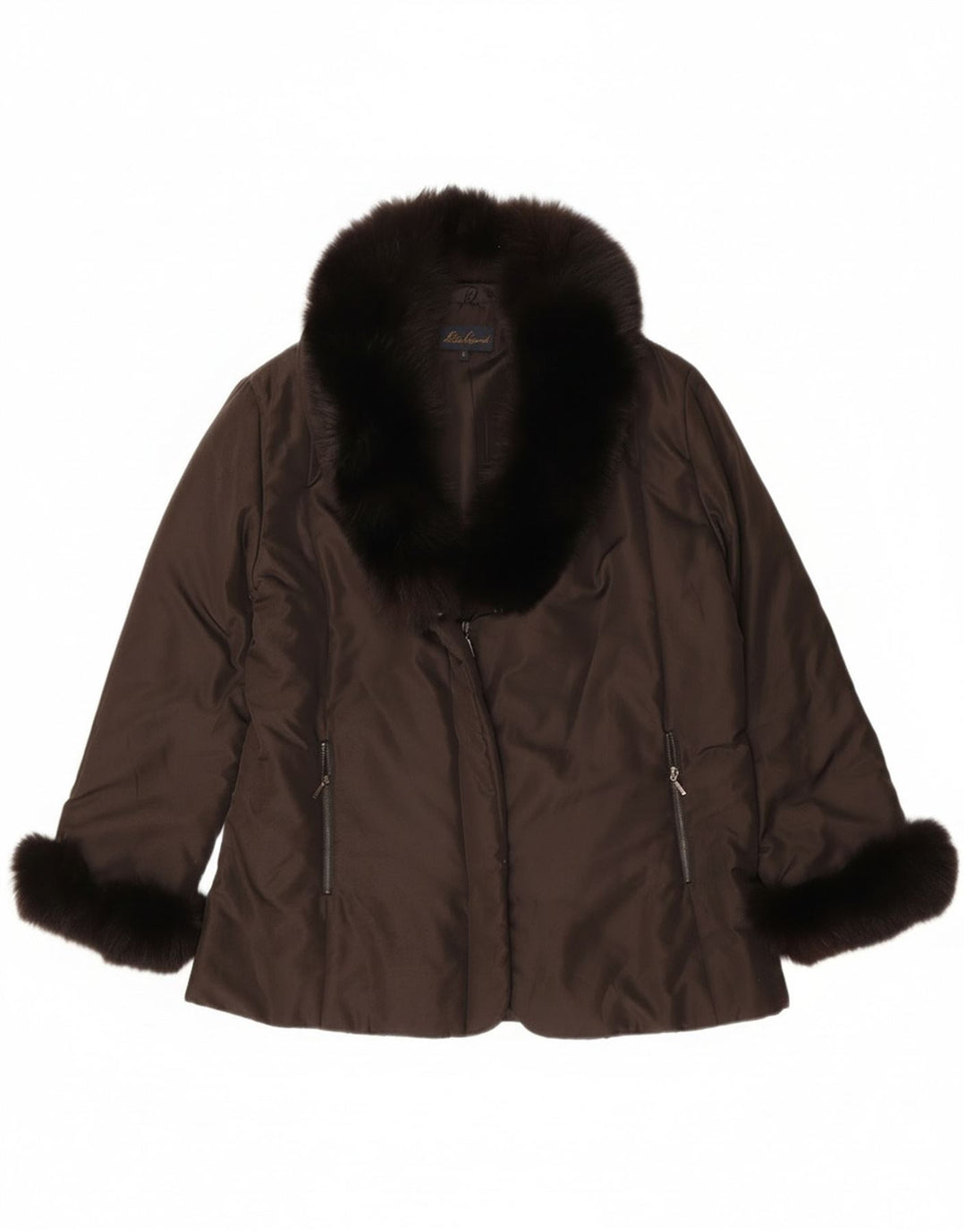 Luisa Spagnoli Chaqueta acolchada extragrande para mujer UK 10 Small Marrón Poliéster