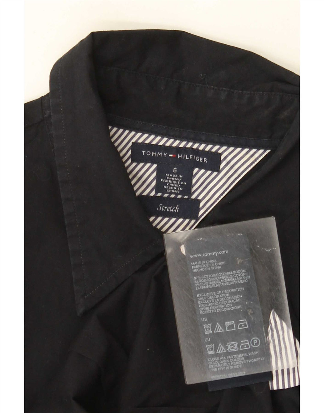 Tommy Hilfiger Camisa para mujer US 6 Mediana Algodón Negro