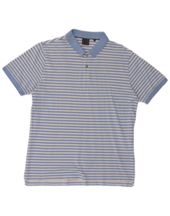 Calvin Klein Polo De Manga Corta De Ajuste Regular Para Hombre Rayas Azul Medianas