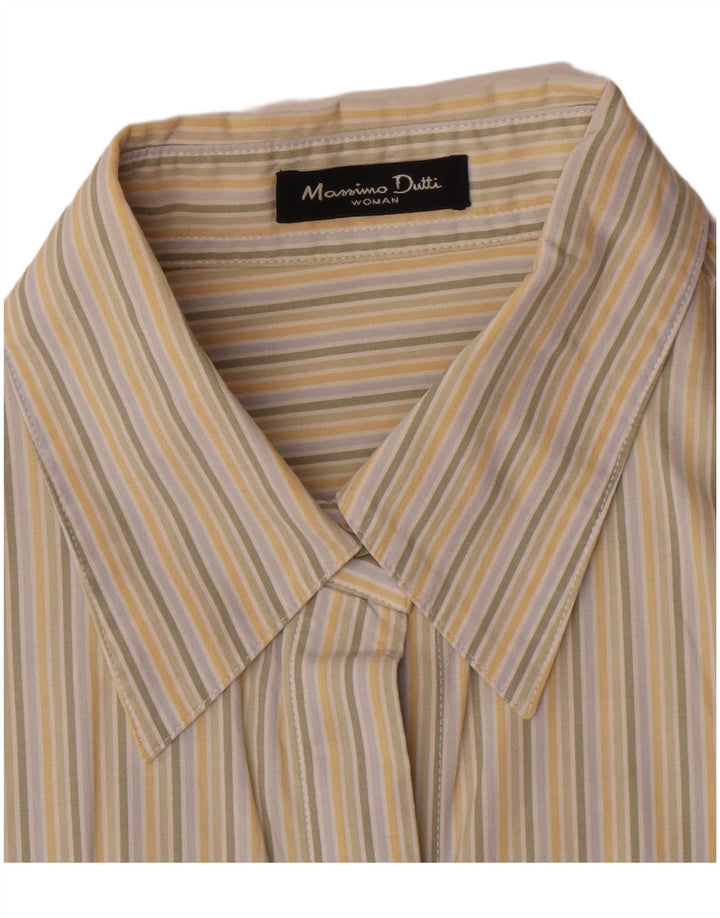 Camisa Massimo Dutti Mujer UK 44 Seda Rayas Beige Medio