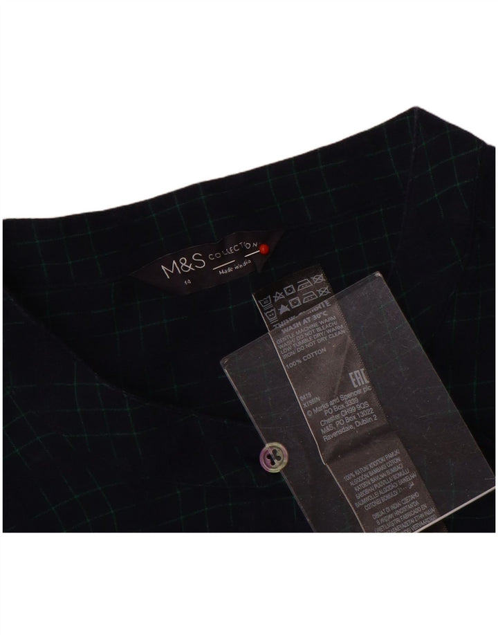 Marks & Spencer Camisa para mujer Reino Unido 44 Grande Azul marino Cuadros Algodón