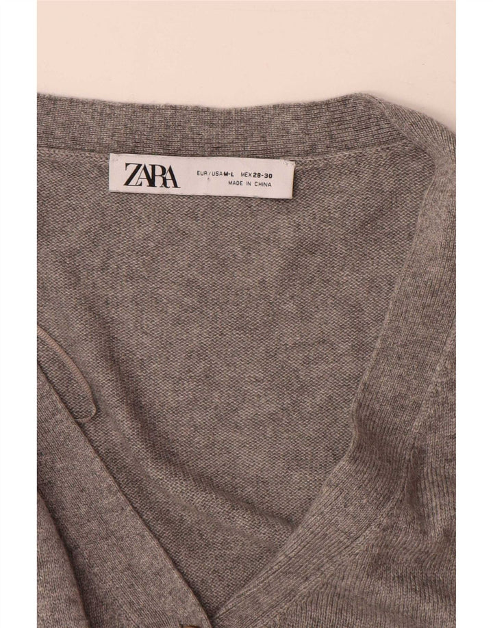 Zara Mujer Jersey Cárdigan Largo Extragrande UK 44 Gris Medio Moteado