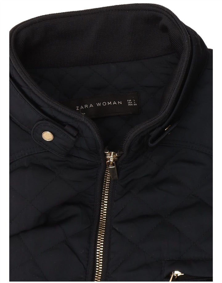 Zara Mujer Chaqueta Acolchada UK 40 Grande Azul Marino