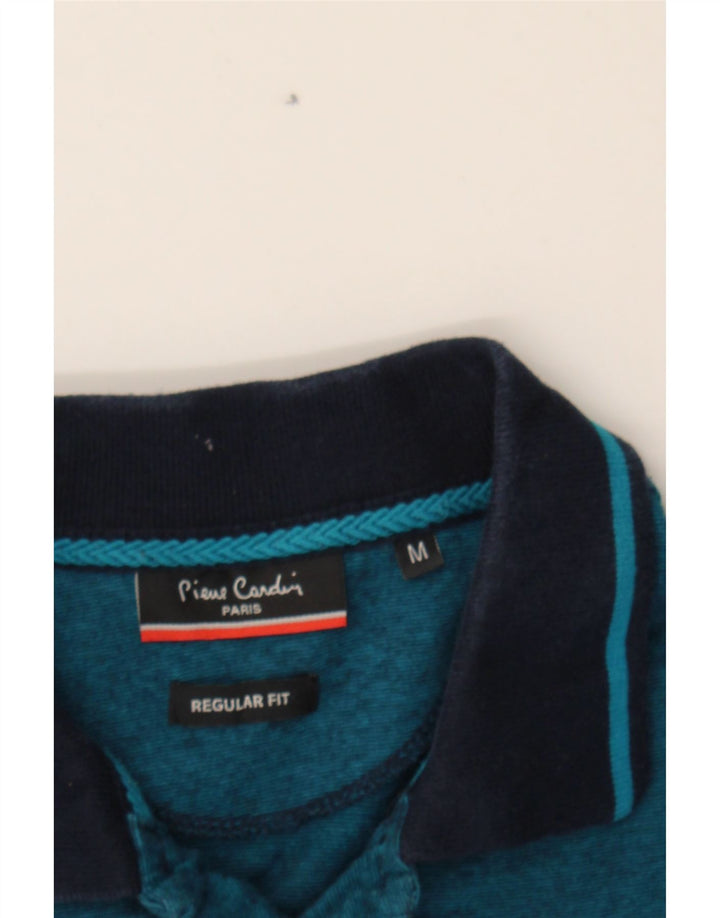 PIERRE CARDIN Mens Regular Fit Polo Shirt Medium Blue Flecked Cotton Vintage Pierre Cardin and Second-Hand Pierre Cardin from Messina Hembry 