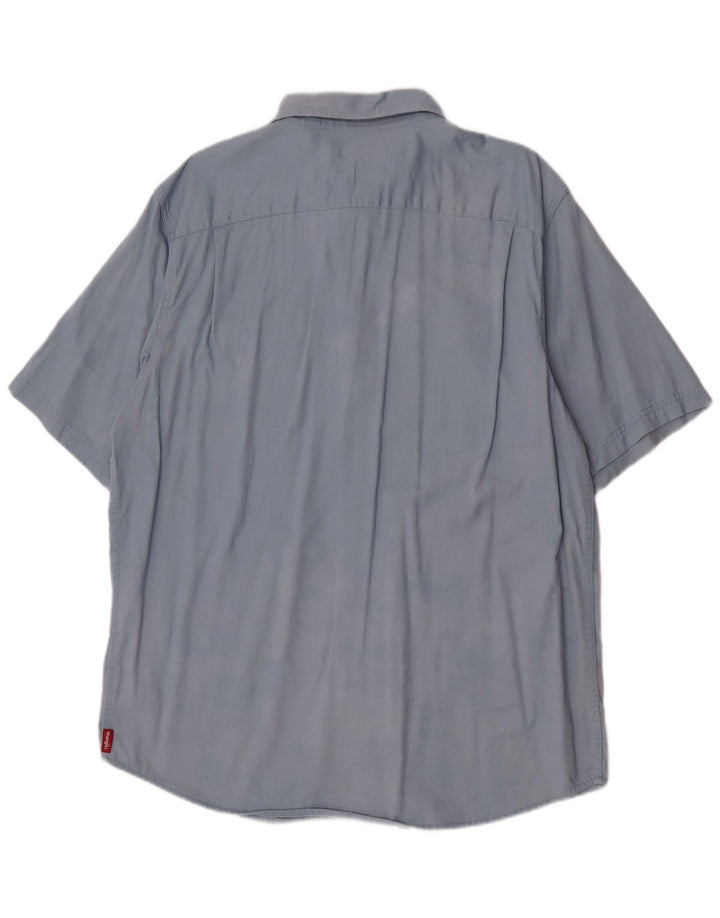 Wrangler - Camisa de manga corta para hombre, algodón azul grande