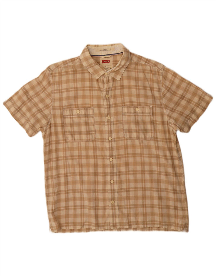 Levi's Camisa de manga corta con corte estándar y cuadros en beige medio para hombre