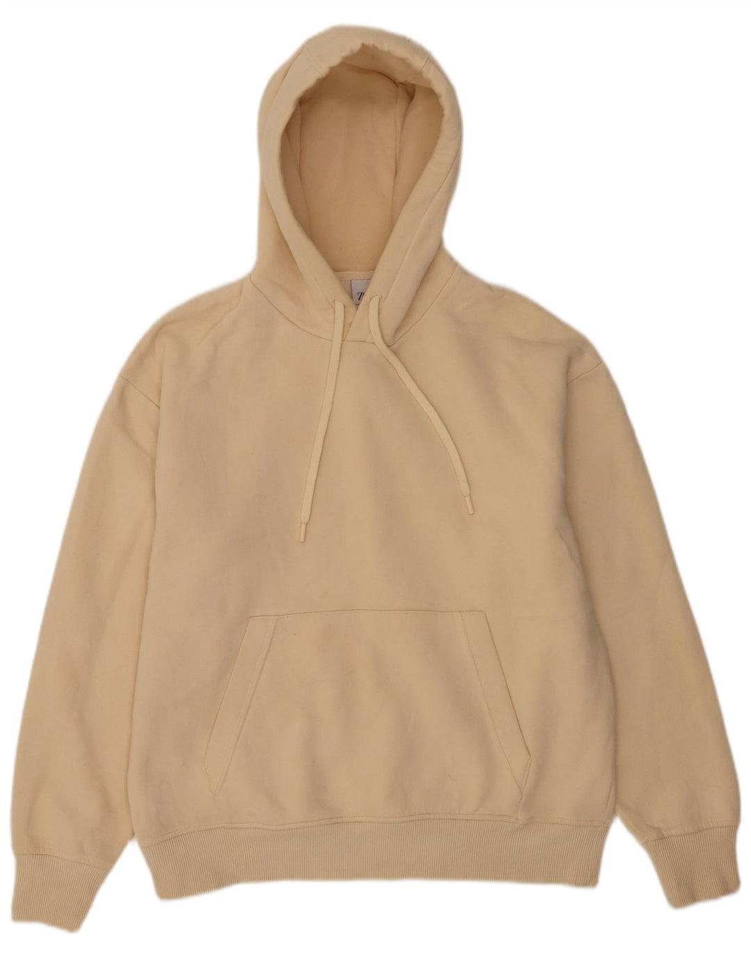 Zara Hombre Sudadera Con Capucha Jersey Algodón Beige Medio