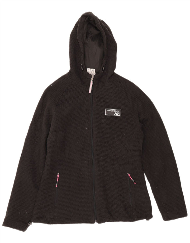 New Balance Sudadera con capucha y cremallera para mujer UK 14 Mediano Negro Poliéster