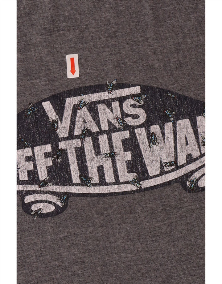 VANS Hombre Off The Wall Graphic Camiseta Top Small Grey Cotton