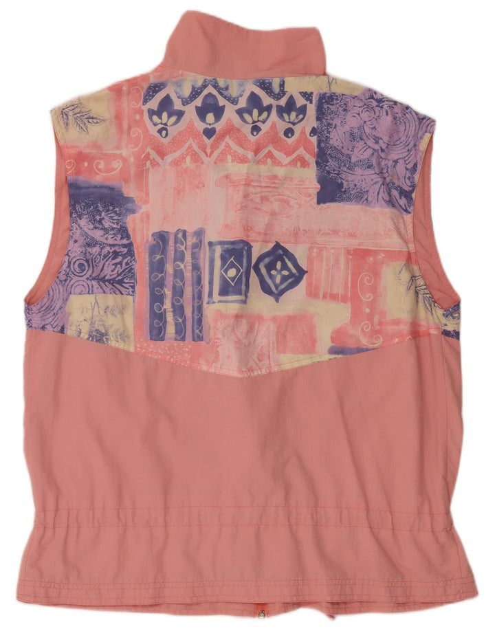 VINTAGE Mujer Sin Mangas Chándal Top Chaqueta Reino Unido 20 2XL Rosa Geométrico