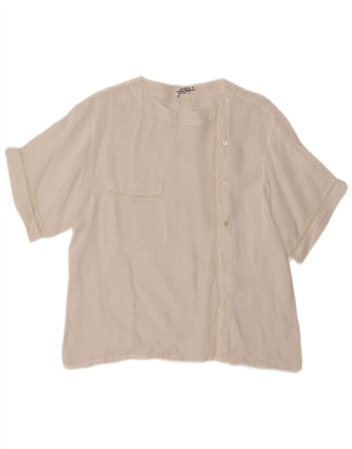 Blusa camisera de manga corta VINTAGE para mujer IT 48 XL Blanco