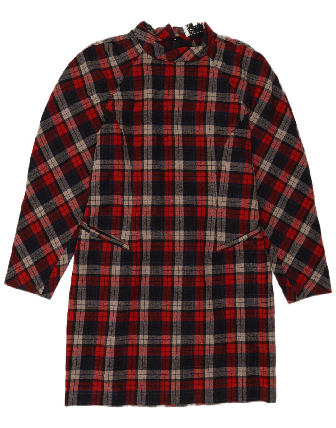 Vestido vintage de manga larga para mujer IT 46 Large Red Check