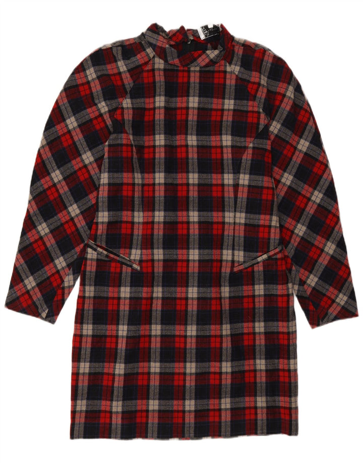 Vestido vintage de manga larga para mujer IT 46 Large Red Check