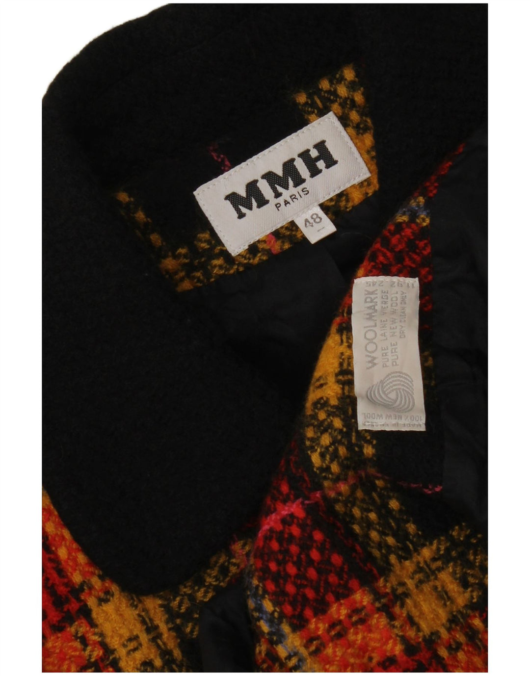 Vintage mujer 5 botones Blazer chaqueta IT 48 XL naranja comprobar lana virgen