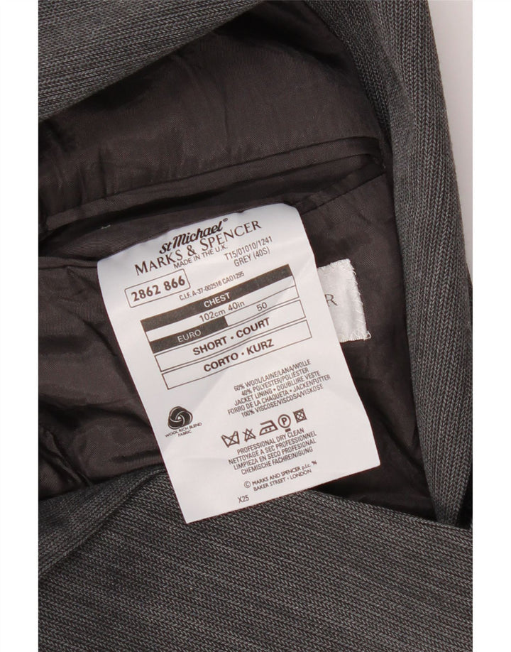 Marks & Spencer Chaqueta tipo blazer con 2 botones para hombre, talla 40, lana gris grande