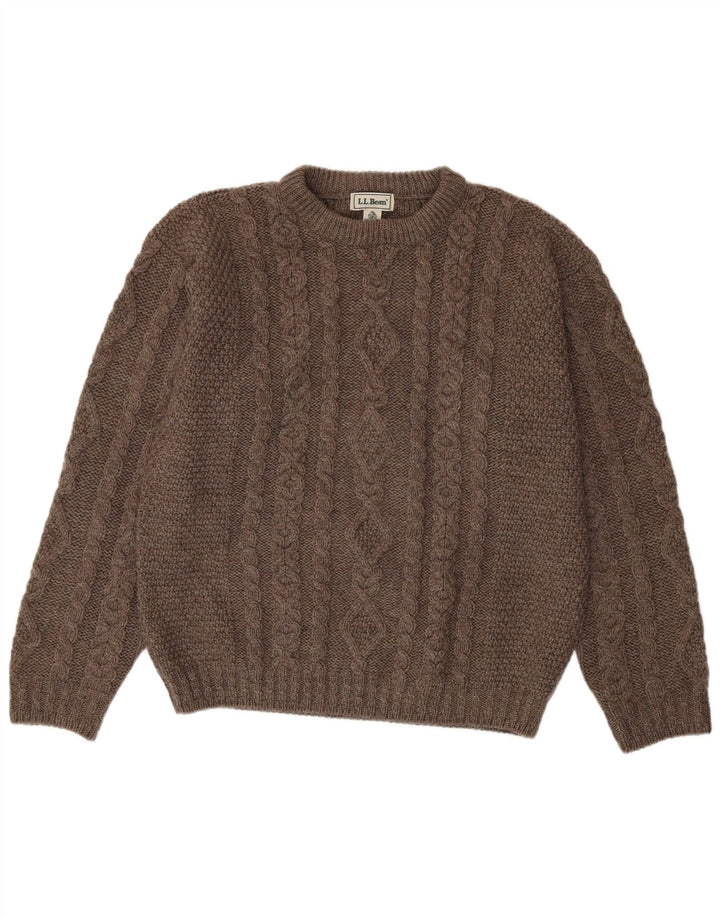L.L.Bean - Jersey de cuello redondo para hombre, talla grande, lana gris