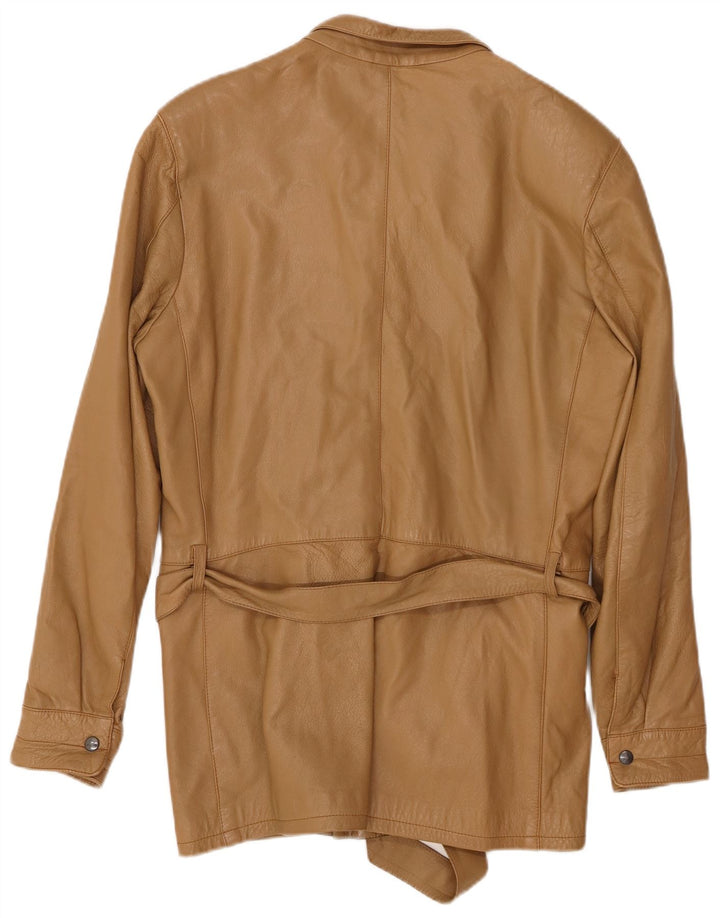 VINTAGE Chaqueta de cuero para mujer IT 46 Marrón grande