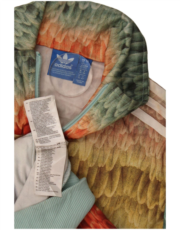 Adidas Mujer Chándal Top Chaqueta Reino Unido 10 Pequeño Multicolor Geométrico