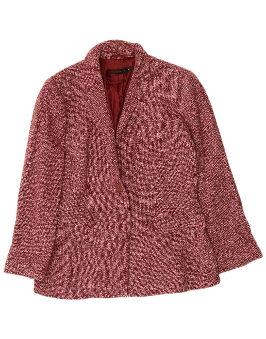 Luisa Spagnoli Chaqueta tipo blazer de 3 botones para mujer IT 44 Lana moteada roja mediana
