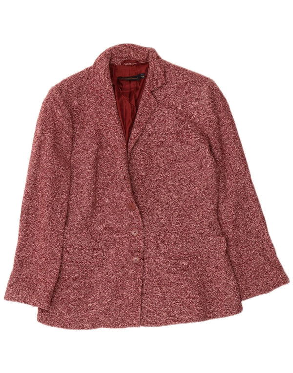 Luisa Spagnoli Chaqueta tipo blazer de 3 botones para mujer IT 44 Lana moteada roja mediana