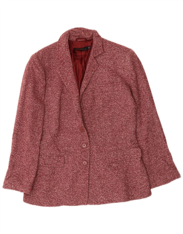 Luisa Spagnoli Chaqueta tipo blazer de 3 botones para mujer IT 44 Lana moteada roja mediana