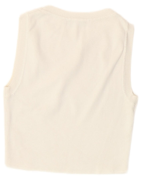 Zara Mujer Crop Vest Tank Top UK 8 Small Off White