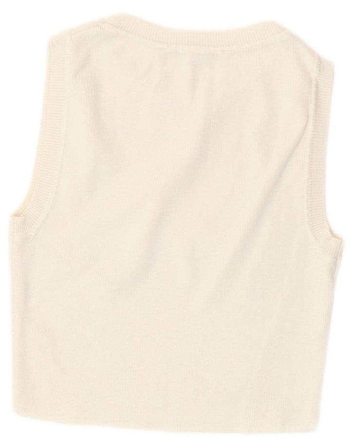 Zara Mujer Crop Vest Tank Top UK 8 Small Off White