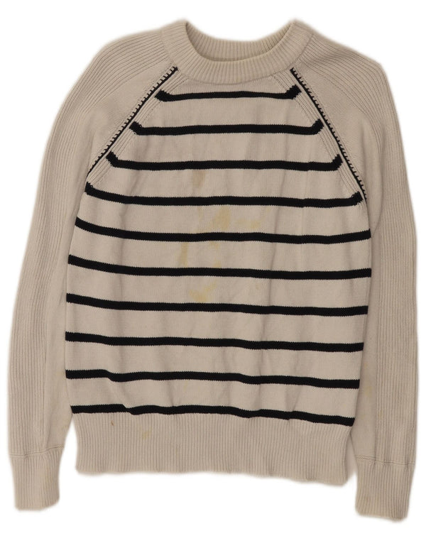 Marks & Spencer Jersey de cuello redondo para mujer UK 6 XS Blanco a rayas