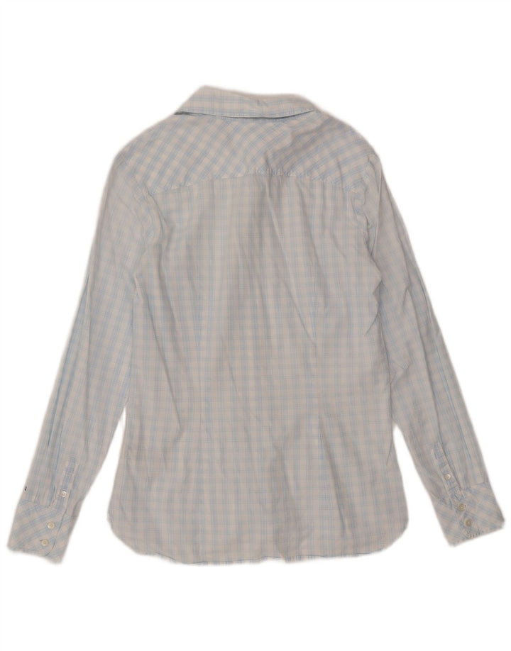 Tommy Hilfiger Camisa para mujer US 8 Algodón a cuadros azul mediano