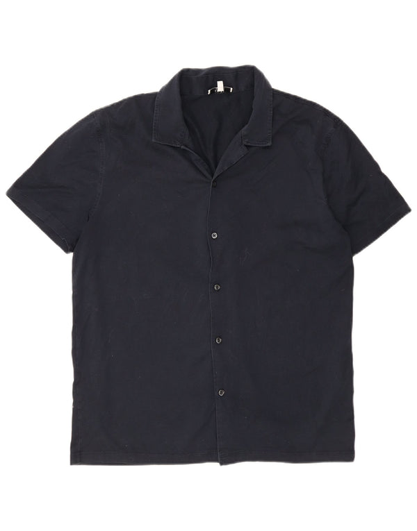 Camisa Reiss Hombre Manga Corta XL Azul Marino Algodón
