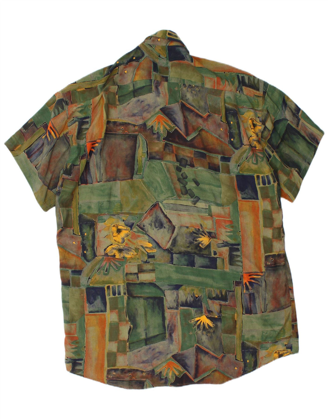 Coldor Camisa Manga Corta Hombre Talla 39/40 Viscosa Geométrica Verde Medio