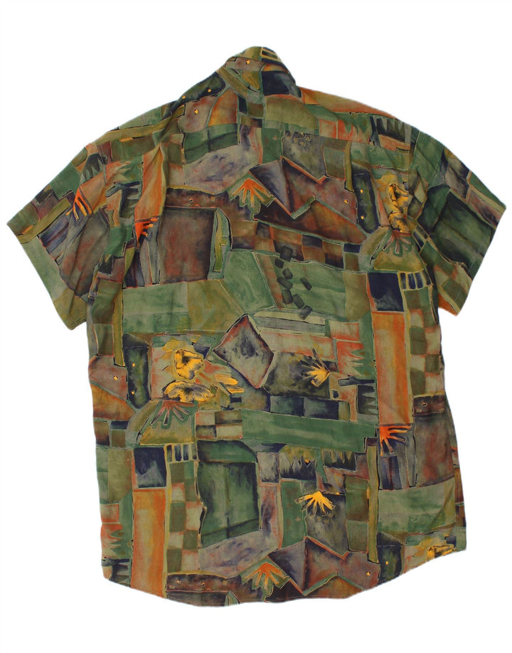 Coldor Camisa Manga Corta Hombre Talla 39/40 Viscosa Geométrica Verde Medio