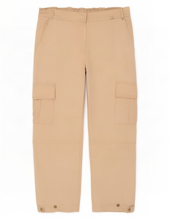 Pantalones cargo rectos para mujer Liu Jo IT 46 Large W36 L28 Viscosa beige