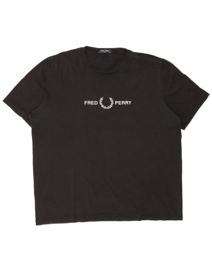 FRED PERRY Camiseta gráfica para hombre Top 2XL Algodón negro