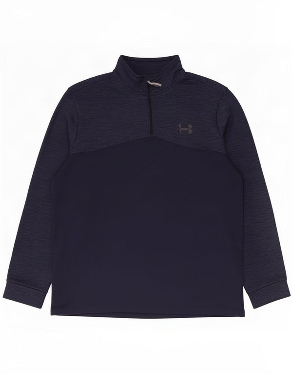 Under Armour Hombre Zip Neck Pullover Chándal Top XL Azul marino moteado