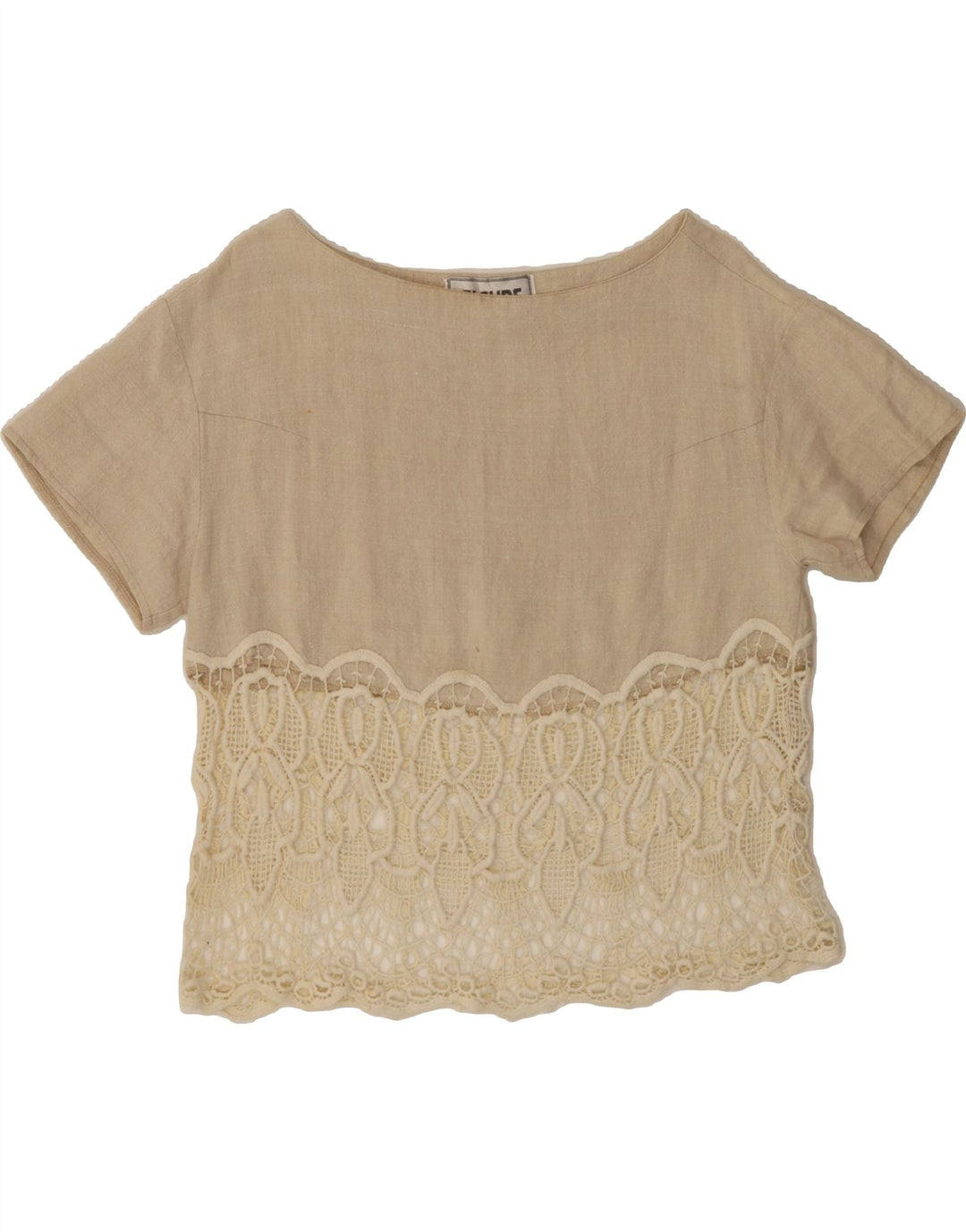 VINTAGE Womens Blouse Top IT 44 Medium Beige Linen Vintage Vintage and Second-Hand Vintage from Messina Hembry 