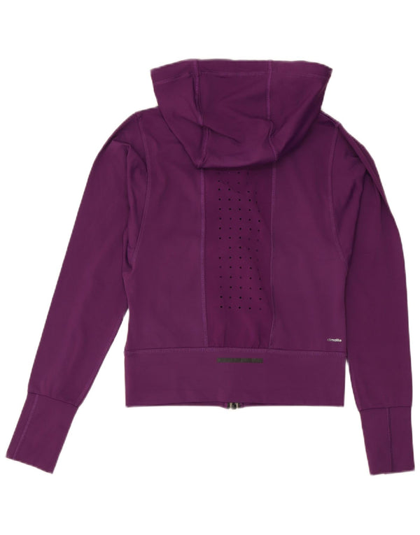 Adidas Climalite Crop Sudadera con capucha de gran tamaño con cremallera para mujer UK 4/6 XS Púrpura