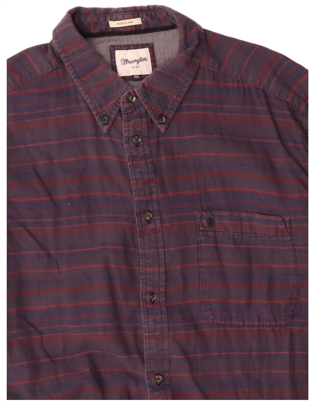 WRANGLER Camisa de corte regular para hombre 2XL Algodón a rayas azul marino