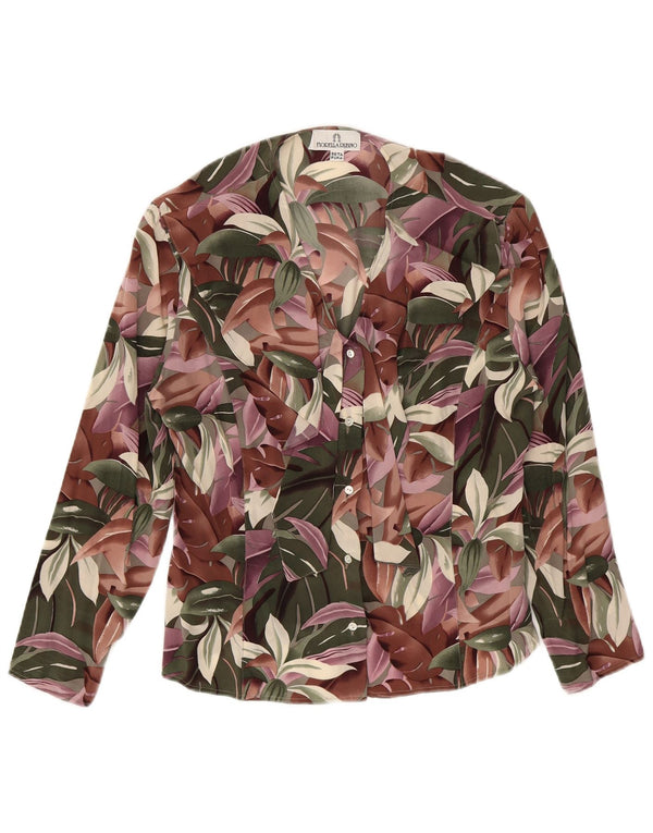 Fiorella Rubino Blusa camisera para mujer UK 44 Grande Seda floral multicolor