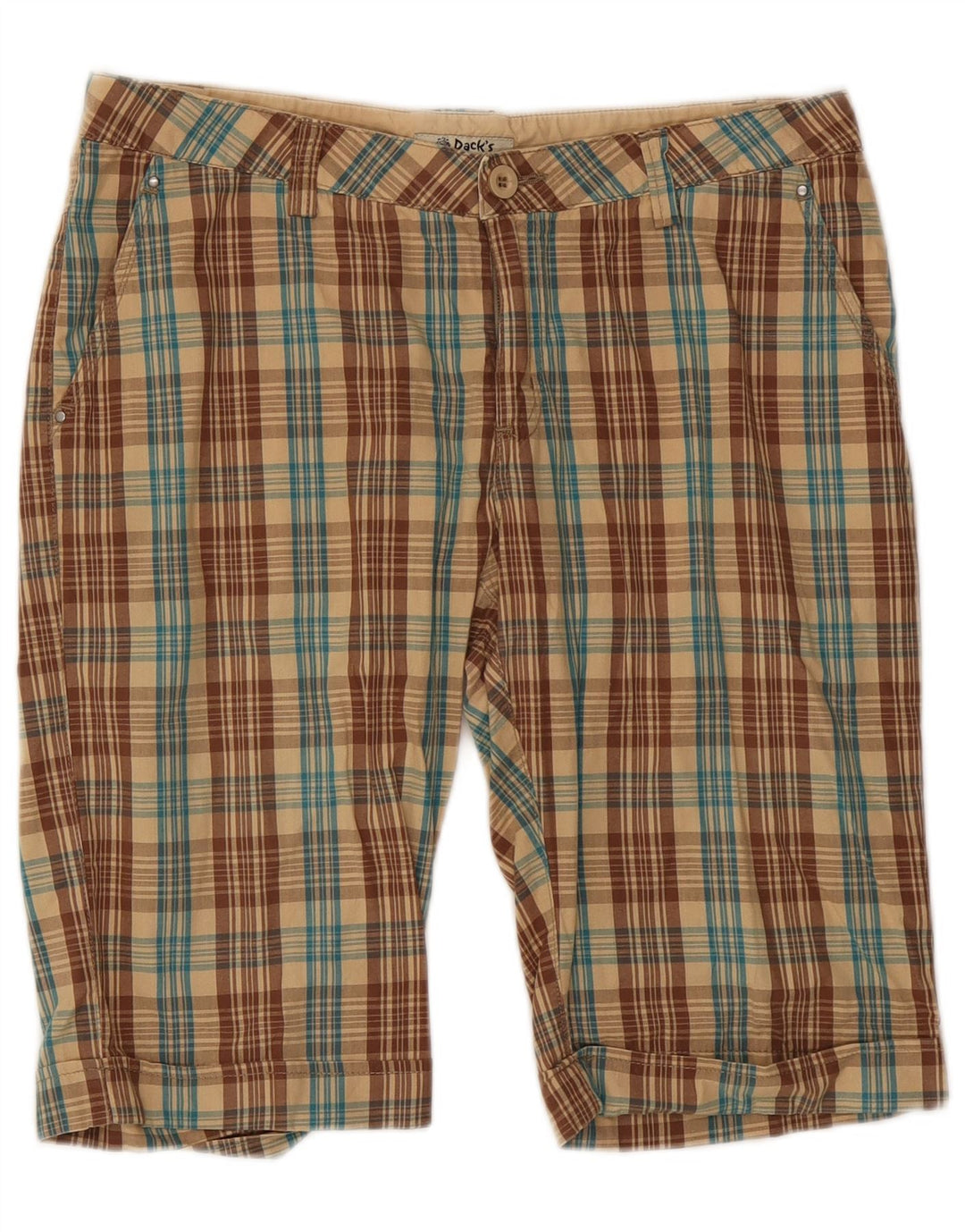 Dack's Pantalones cortos chinos para mujer IT 46 Large W32 Algodón a cuadros marrón