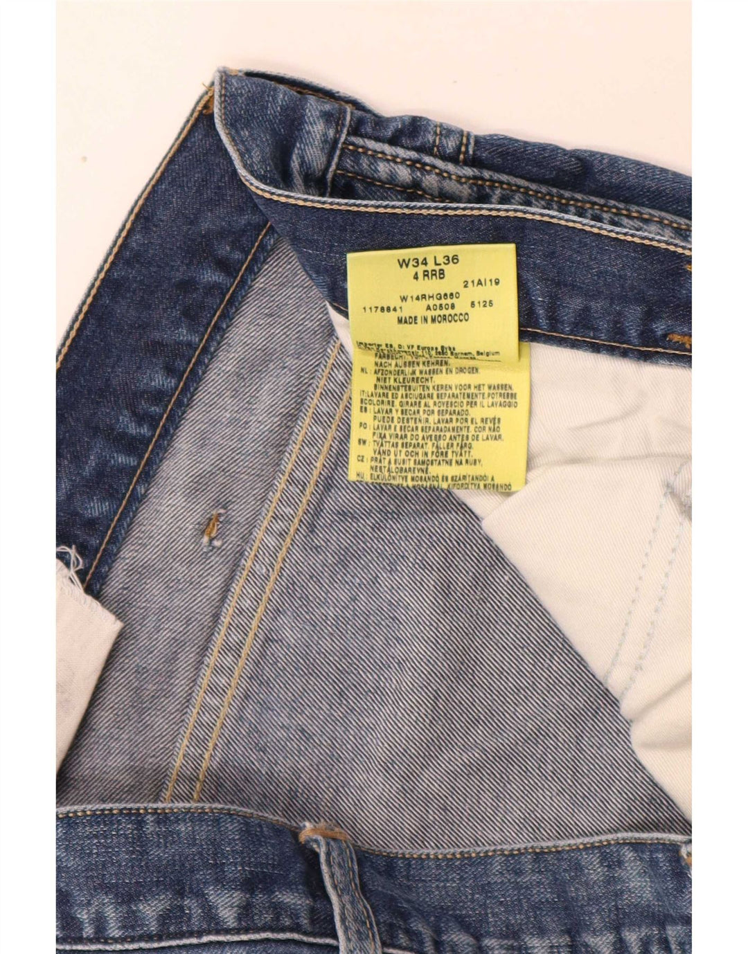 Wrangler Hombre 4 RRB Slim Jeans W34 L34 Algodón Azul
