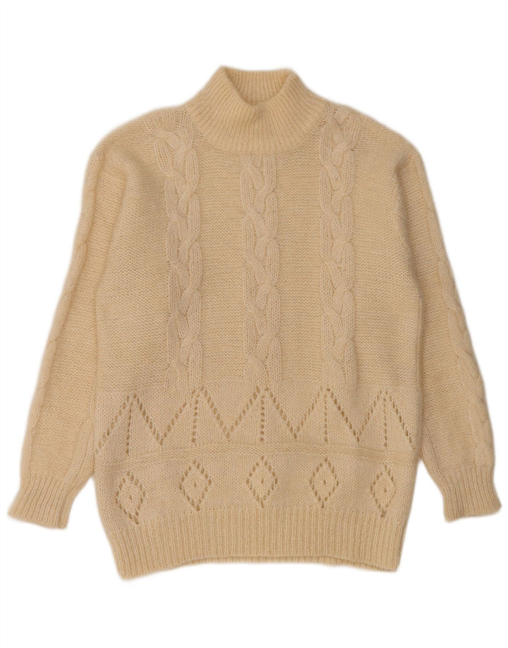 Vintage mujer tortuga cuello jersey suéter Reino Unido 14 medio blanco