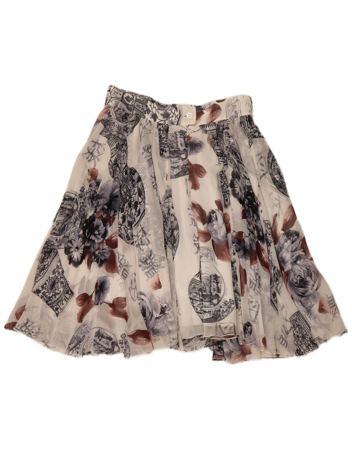Sportmax Minifalda acampanada con estampado abstracto para mujer, talla 40, talla M, W28, color blanco