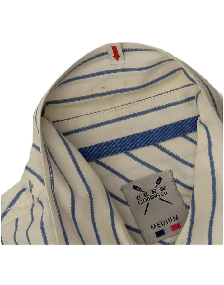 Crew Clothing Camisa entallada para hombre de algodón a rayas blancas medianas