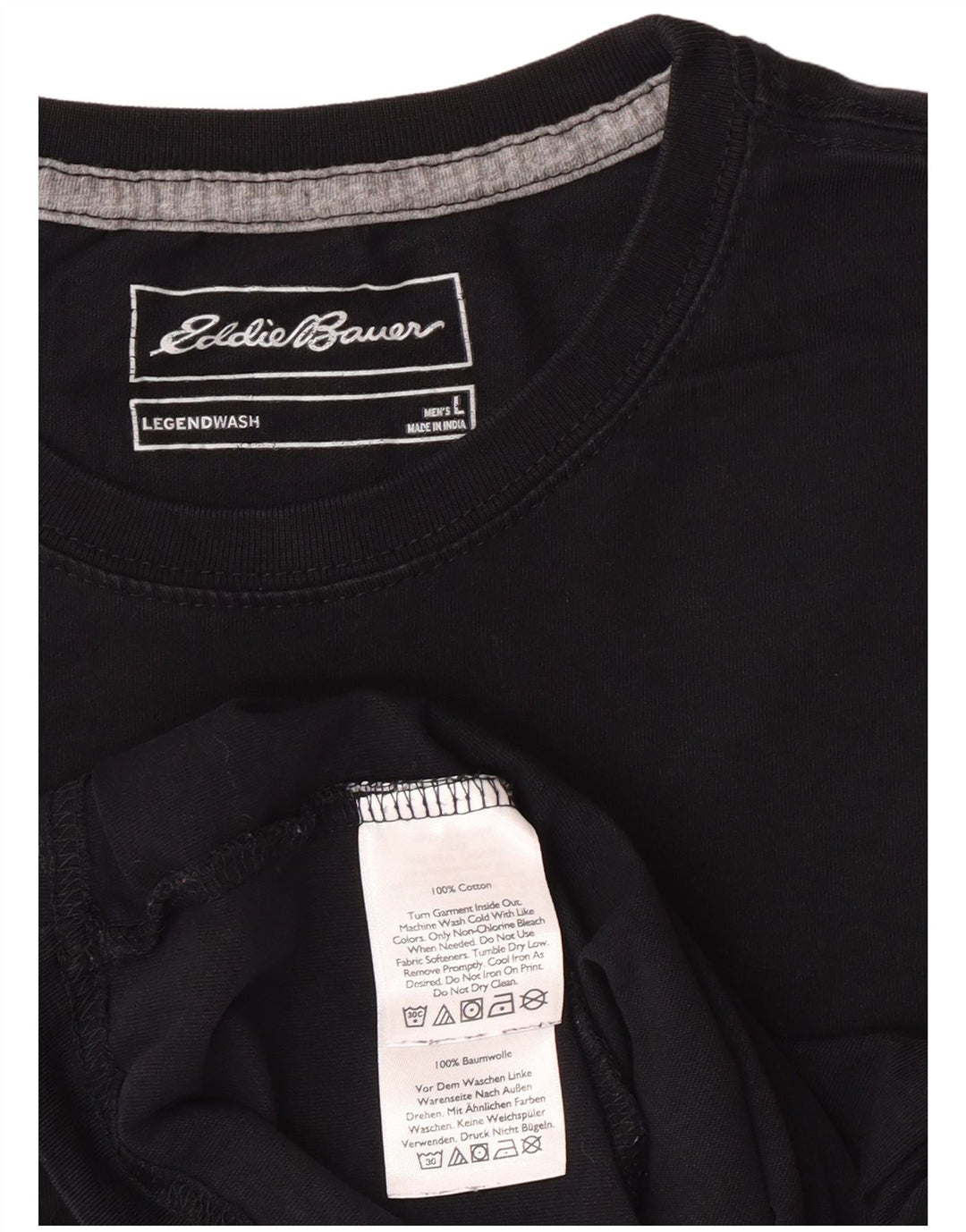 EDDIE BAUER Camiseta Hombre Top Grande Algodón Negro
