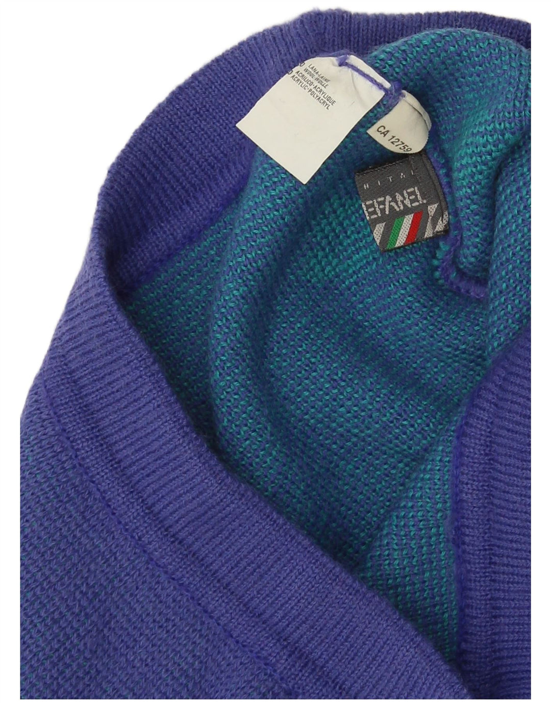 Stefanel Falda Lápiz De Punto Para Mujer W28 Lana Geométrica Azul Medio